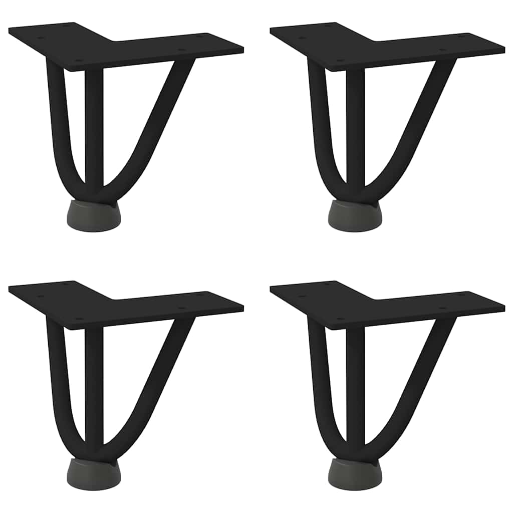 vidaXL Nogi do stolika kawowego w kształcie spinki do włosów 4 szt. Czarne 10 cm Stal lite