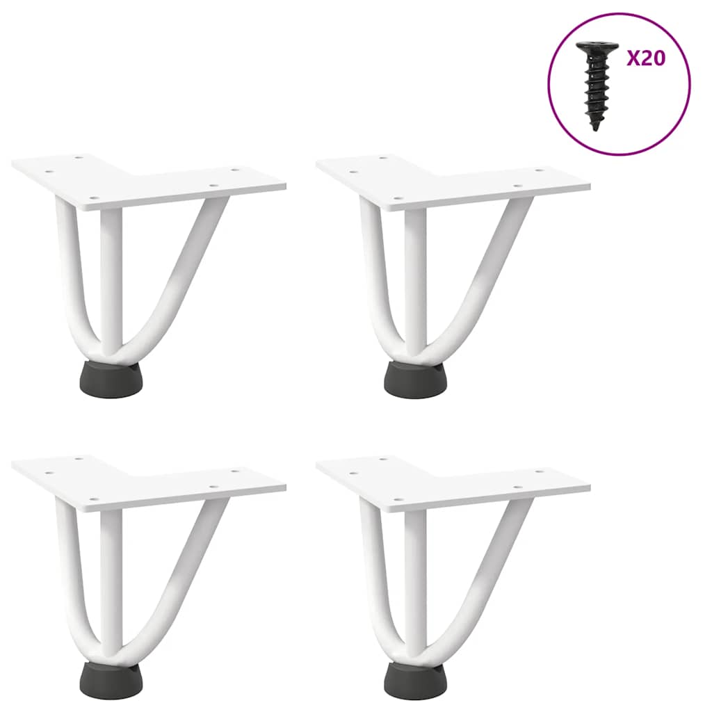 vidaXL Nogi do stolika kawowego w kształcie spinki do włosów 4 szt. Białe 10 cm Stal lite