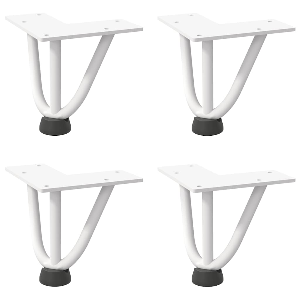 vidaXL Nogi do stolika kawowego w kształcie spinki do włosów 4 szt. Białe 10 cm Stal lite