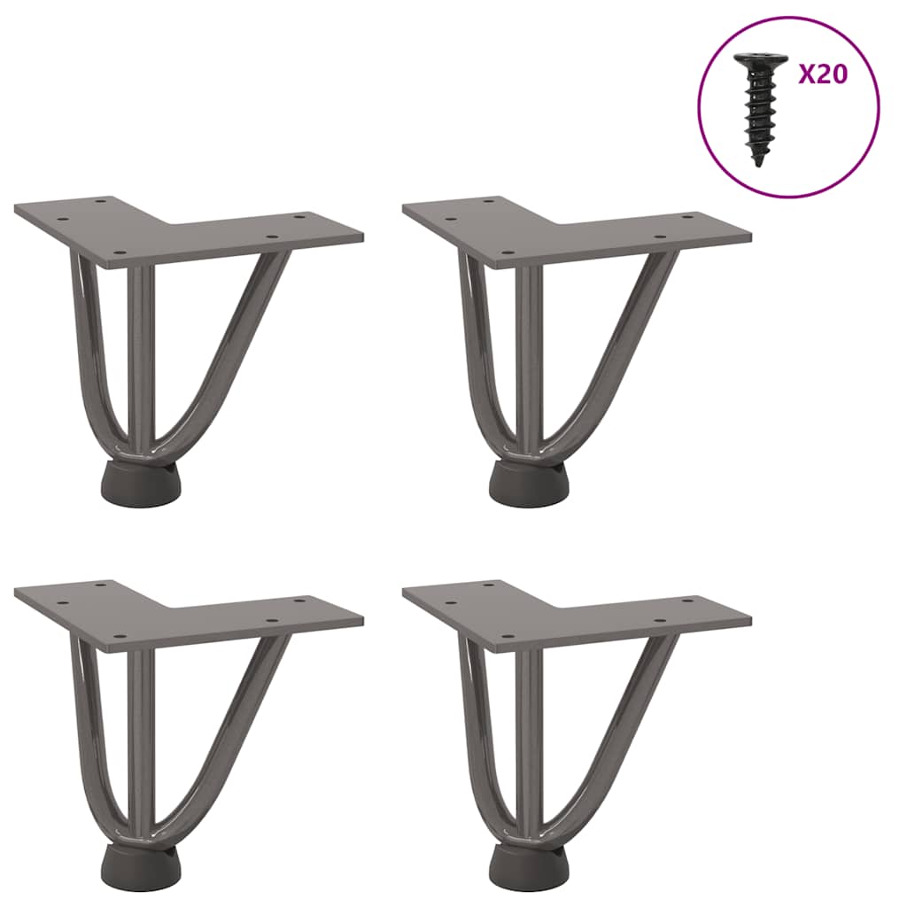 vidaXL Nogi do stolika kawowego z szpilkami 4 szt. Naturalna stal 10 cm Solidna stal