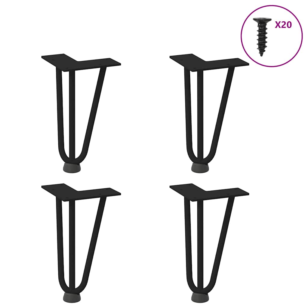 vidaXL Nogi do stolika kawowego w kształcie spinki do włosów 4 szt. Czarne 20 cm Stal lite