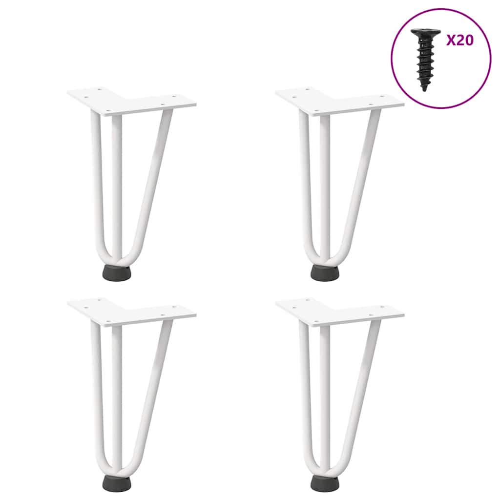 vidaXL Nogi do stolika kawowego w kształcie spinki do włosów 4 szt. Białe 20 cm Stal lite