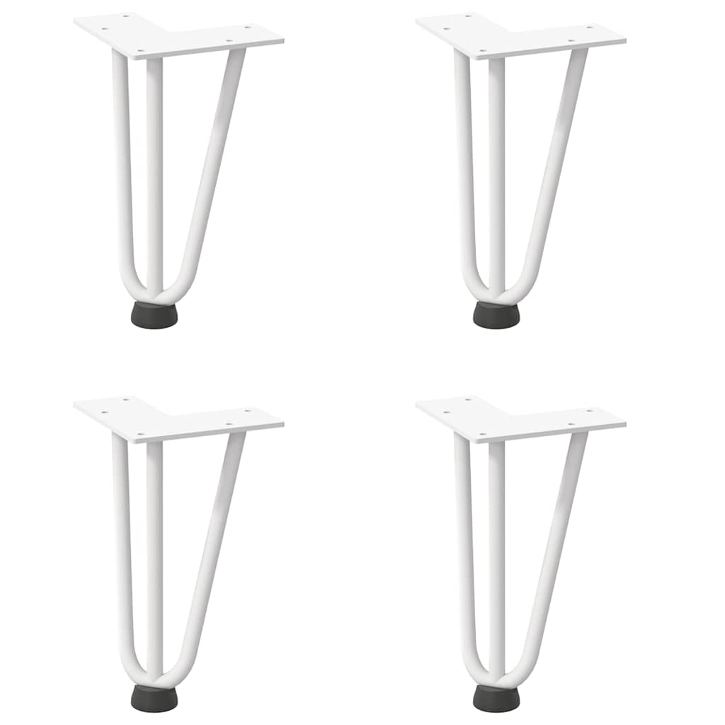 vidaXL Nogi do stolika kawowego w kształcie spinki do włosów 4 szt. Białe 20 cm Stal lite