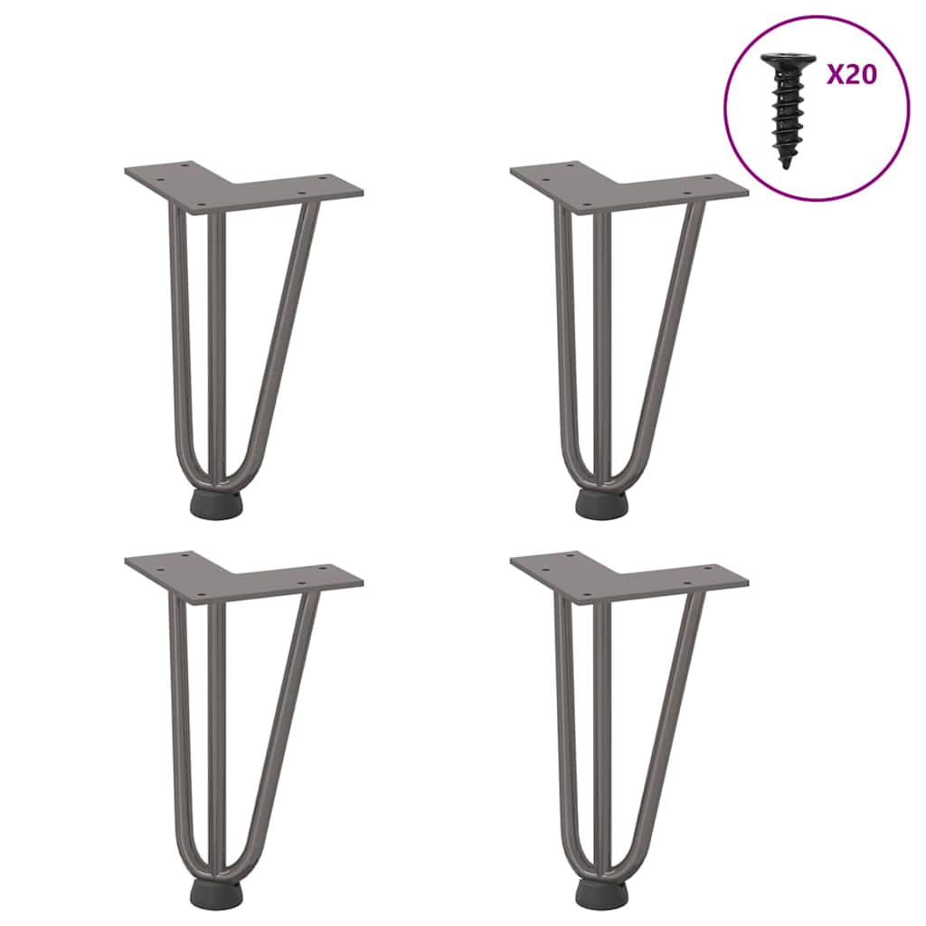 vidaXL Nogi do stolika kawowego z szpilkami 4 szt. Naturalna stal 20 cm Solidna stal