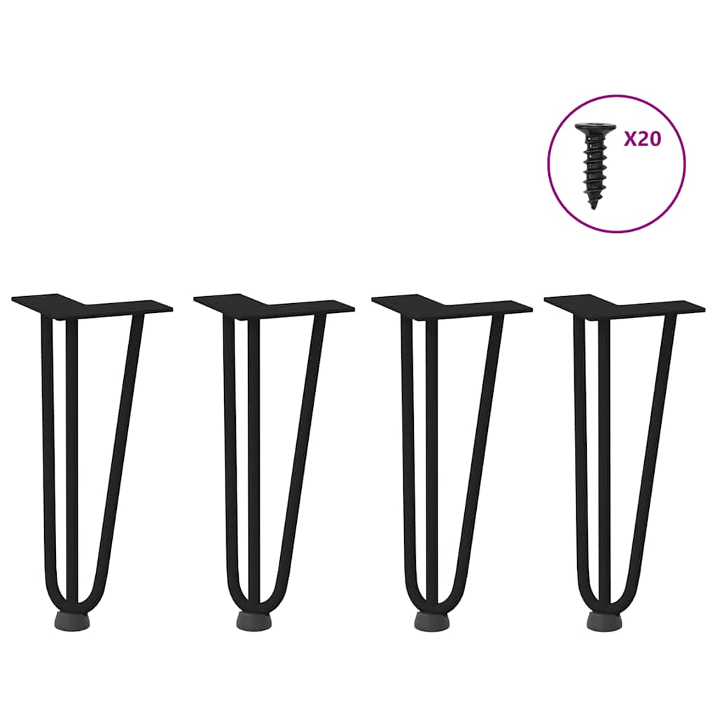 vidaXL Nogi do stolika kawowego w kształcie spinki do włosów 4 szt. Czarne 30 cm Stal lite