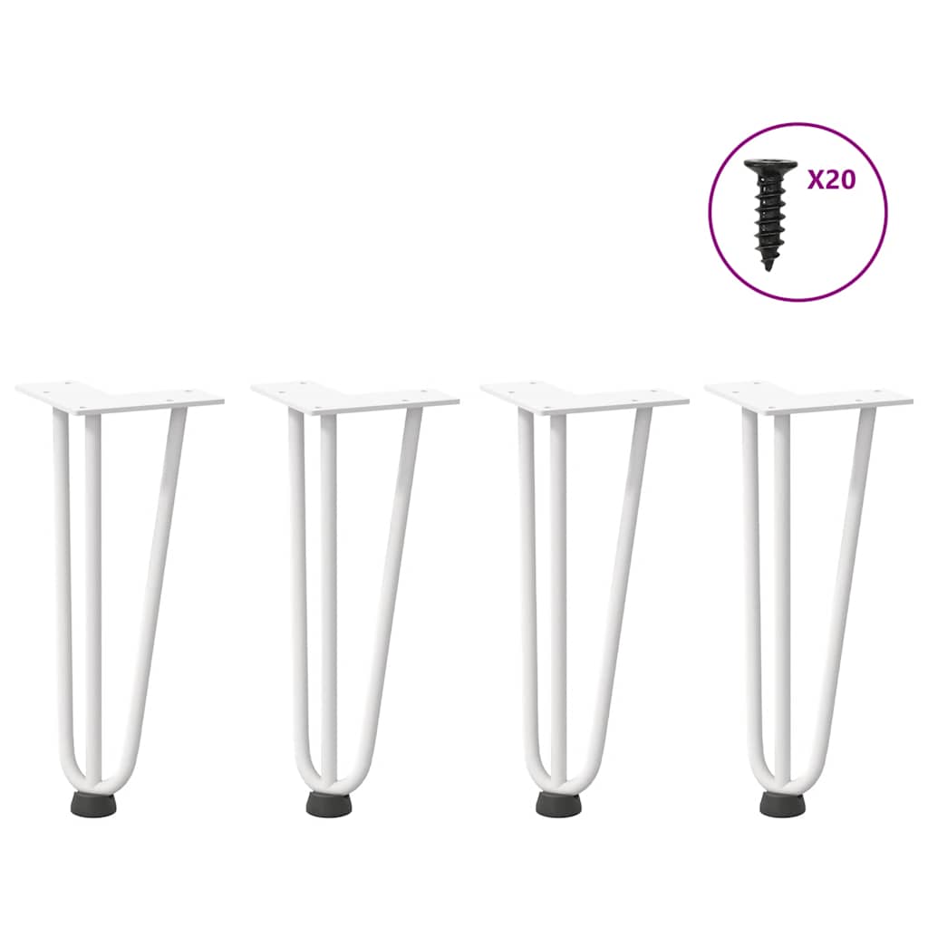 vidaXL Nogi do stolika kawowego w kształcie spinki do włosów 4 szt. Białe 30 cm Stal lite