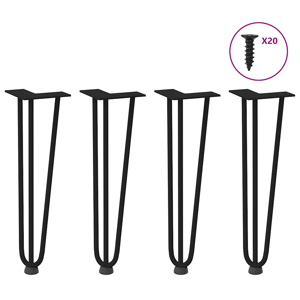vidaXL Nogi do stolika kawowego w kształcie spinki do włosów 4 szt. Czarne 42 cm Stal lite