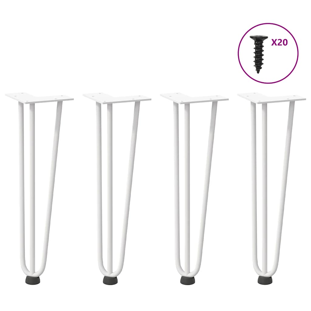 vidaXL Nogi do stolika kawowego w kształcie spinki do włosów 4 szt. Białe 42 cm Stal lite