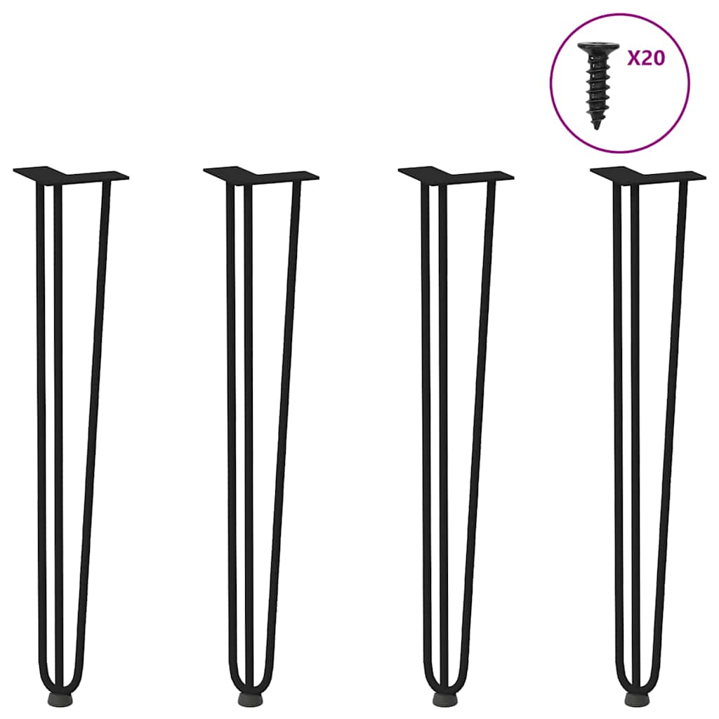 vidaXL nogi wsuwkowe do stolików konsolowych do stolika konsolowego 4 szt. Czarny 72 cm Stal lite