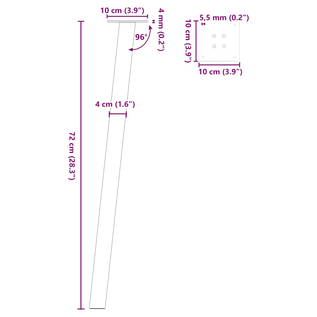 vidaXL Nogi do stołu konsolowego 4 szt. Antracyt 72 cm Stal