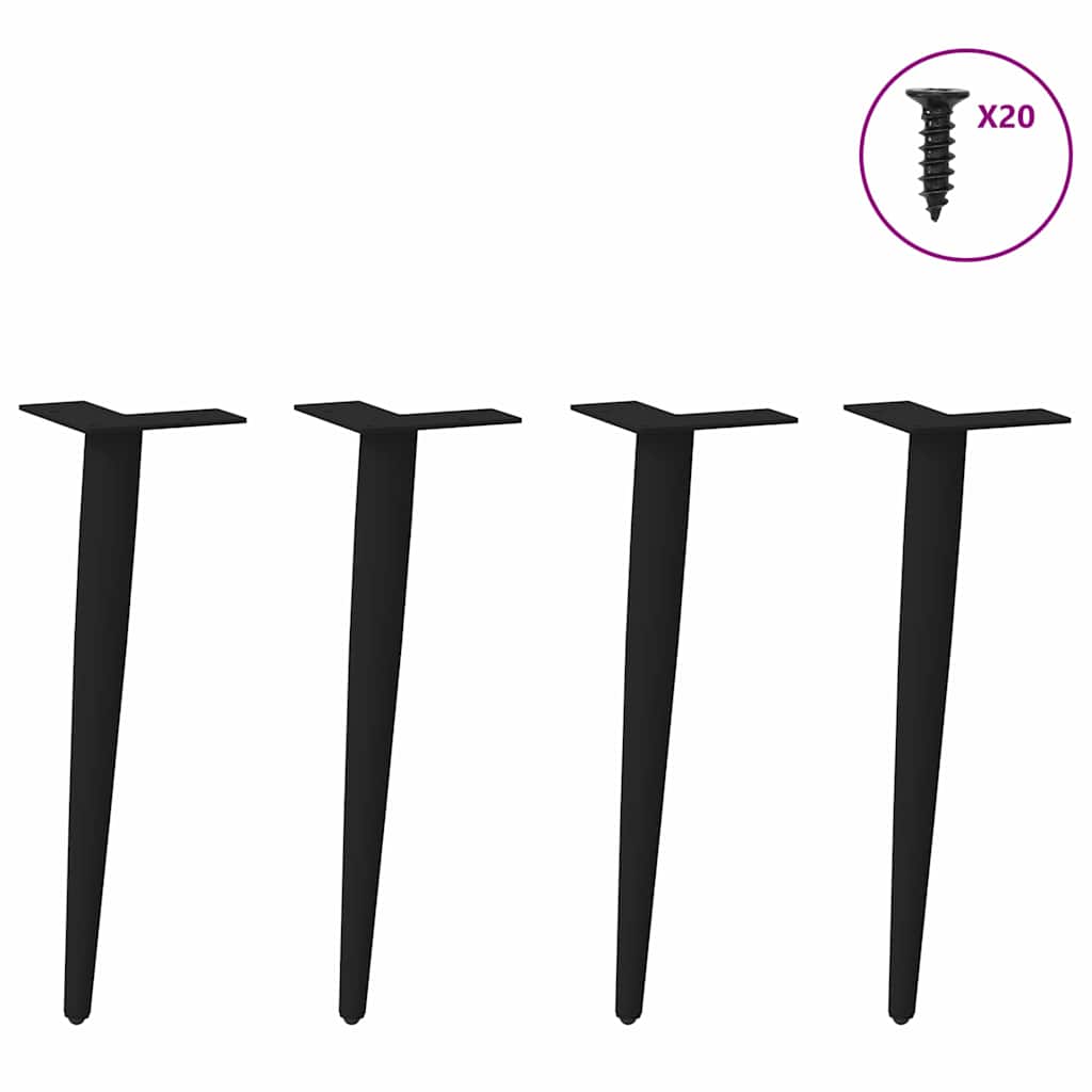 vidaXL Nogi do stolika kawowego w kształcie stożka 4 szt. Czarne 42-43 cm Stalowe