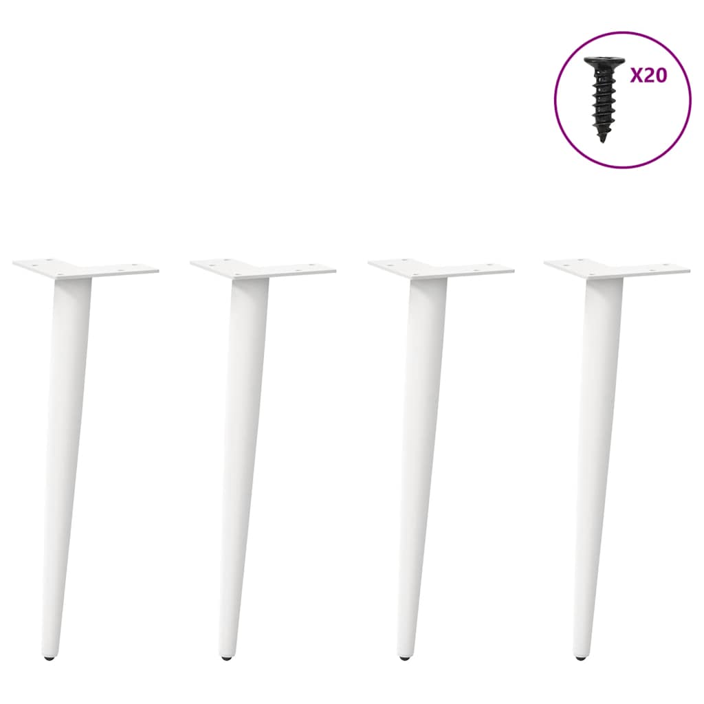 vidaXL Nogi do stolika kawowego w kształcie stożka 4 szt. Białe 42-43 cm Stalowe