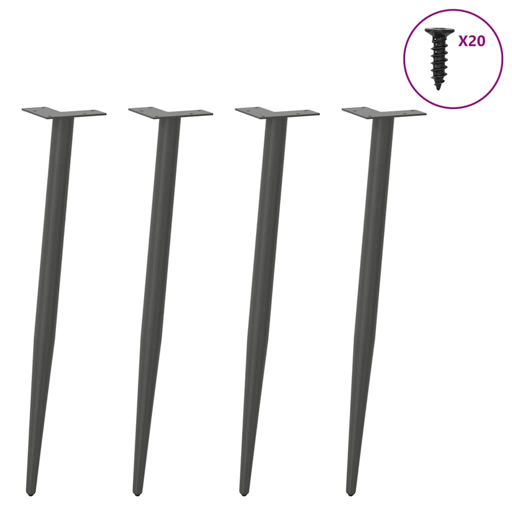 vidaXL Nogi do stołu konsolowego w kształcie stożka 4 szt. Antracyt 72-73 cm Stal