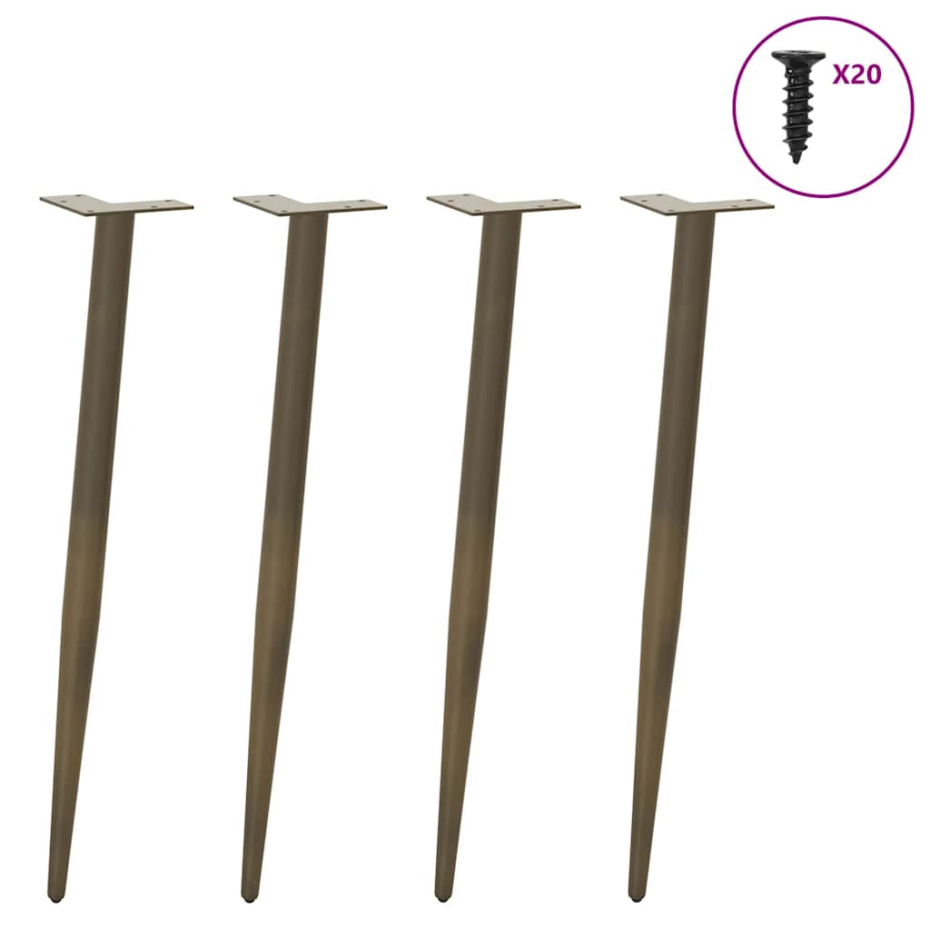 vidaXL Nogi do stołu konsolowego w kształcie stożka 4 szt. Naturalna stal 72-73 cm Stal