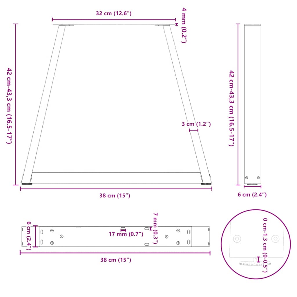 vidaXL Nogi do stolika kawowego w kształcie litery V 2 szt. Białe 38x(42-43,3) cm Stal