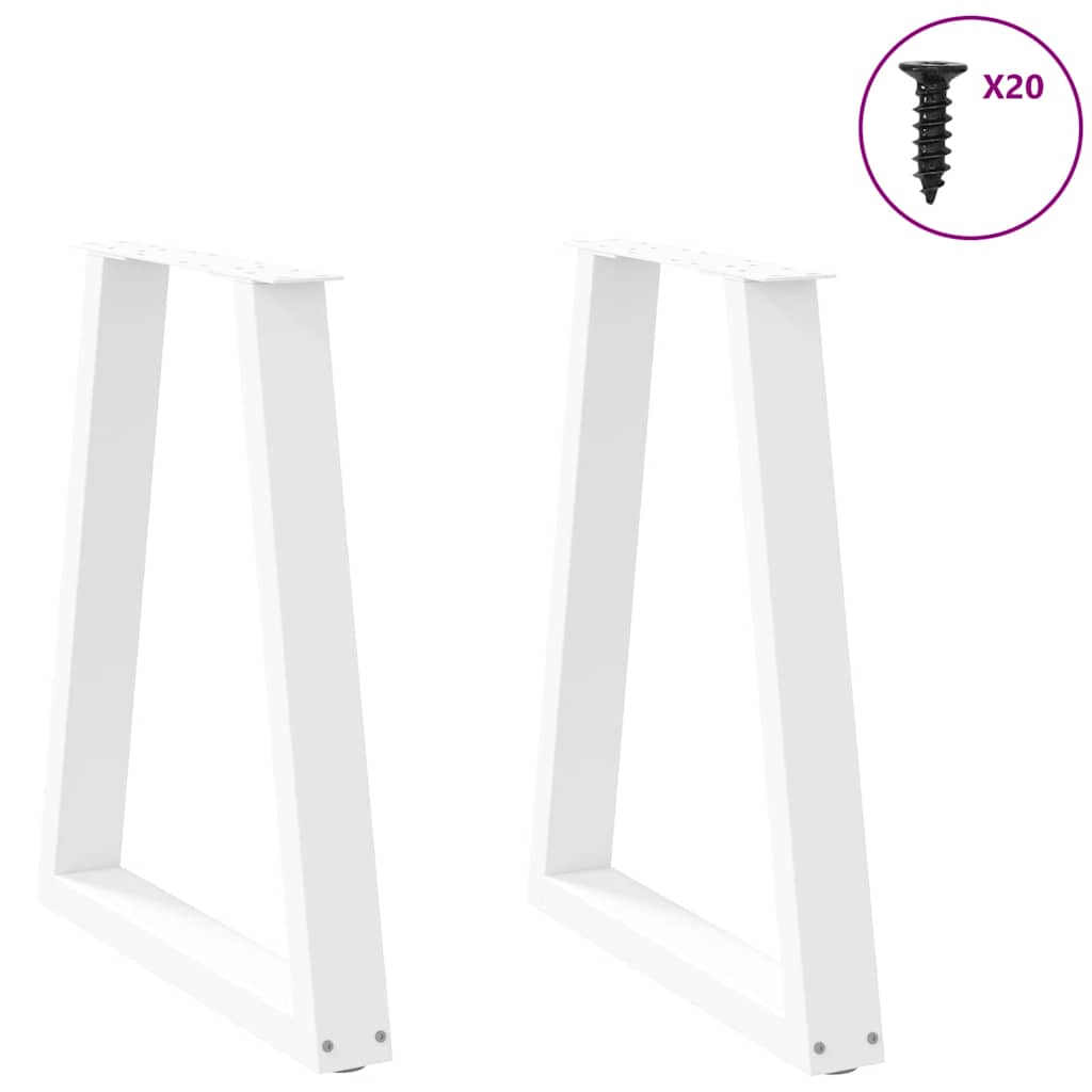 vidaXL Nogi do stołu jadalnego w kształcie litery V 2 szt. Białe 60x(72-73,3) cm Stal
