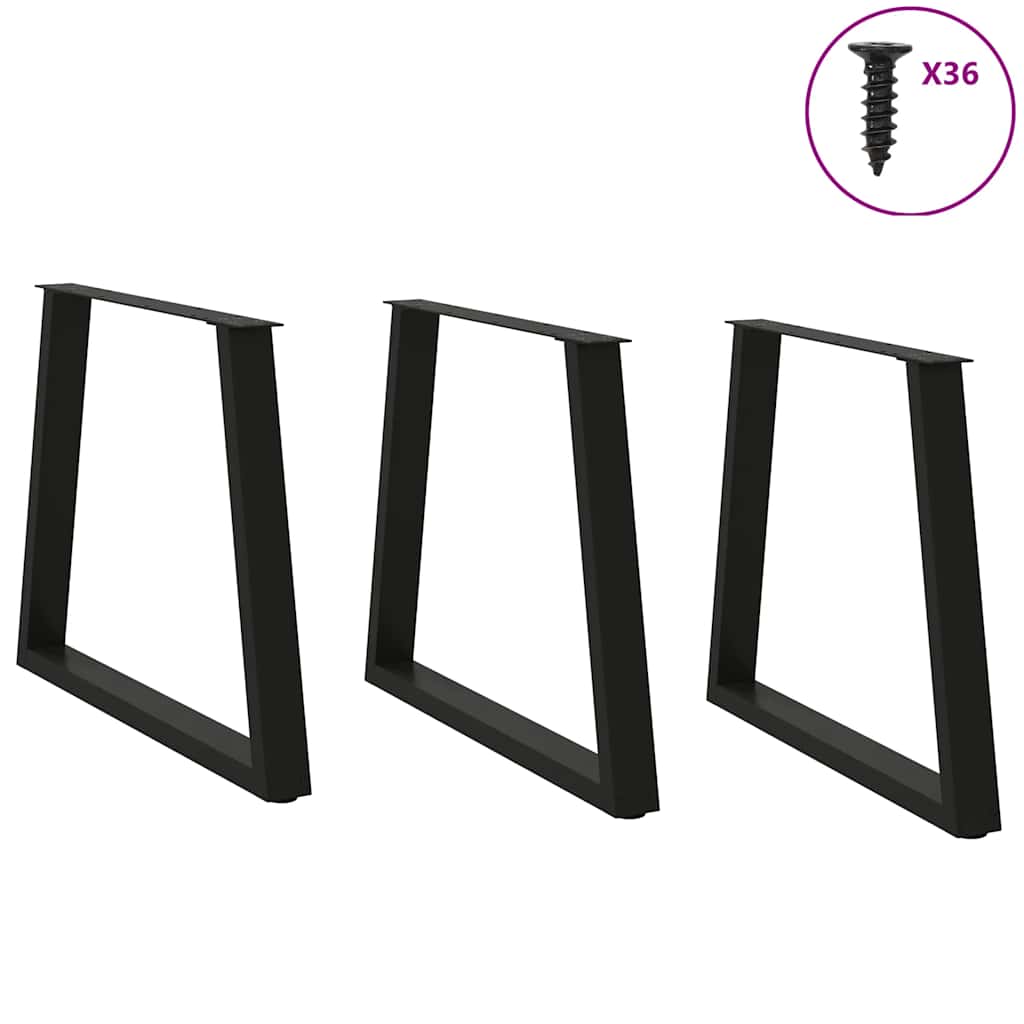 vidaXL Nogi do stołu jadalnego w kształcie litery V 3 szt. Czarne 70x(72-73,3) cm Stalowe
