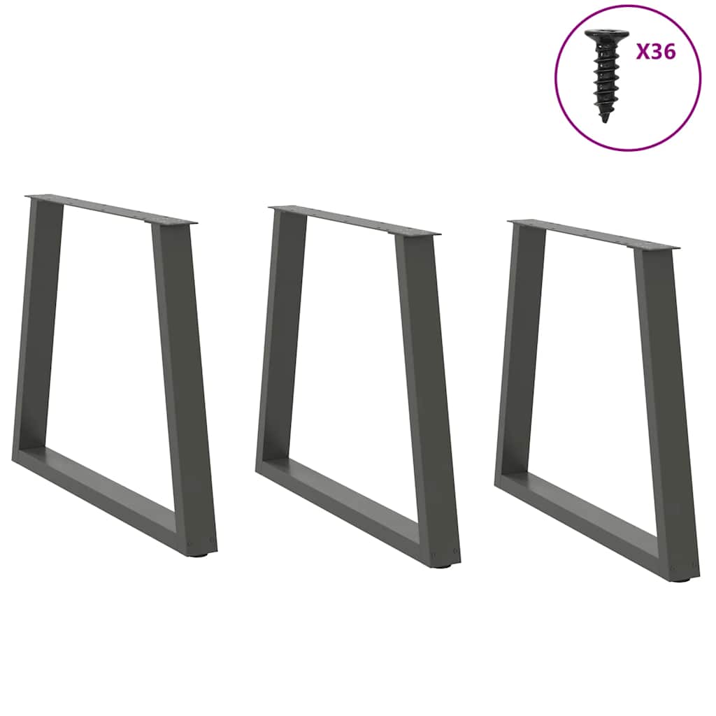 vidaXL Nogi do stołu jadalnego w kształcie litery V 3 szt. Antracyt 70x(72-73,3) cm Stal