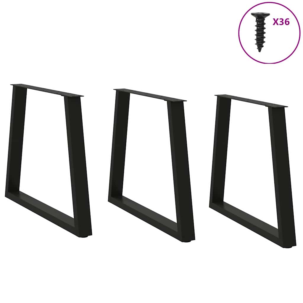 vidaXL Nogi do stołu jadalnego w kształcie litery V 3 szt. Czarne 80x(72-73,3) cm Stalowe