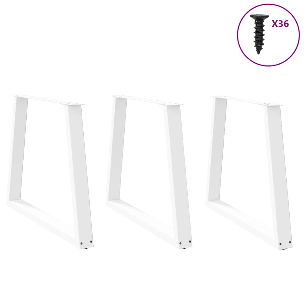 vidaXL Nogi do stołu jadalnego w kształcie litery V 3 szt. Białe 80x(72-73,3) cm Stal