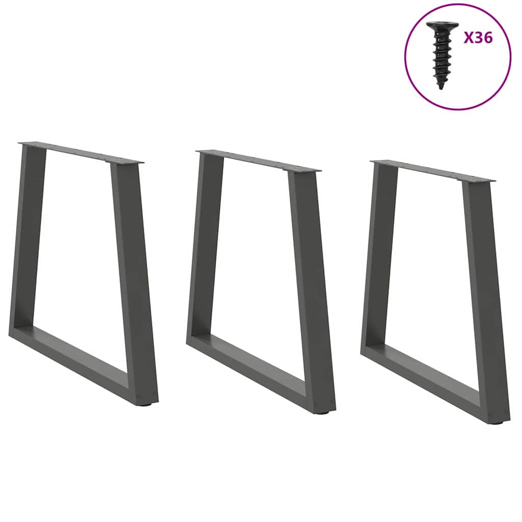 vidaXL Nogi do stołu jadalnego w kształcie litery V 3 szt. Antracyt 80x(72-73,3) cm Stal