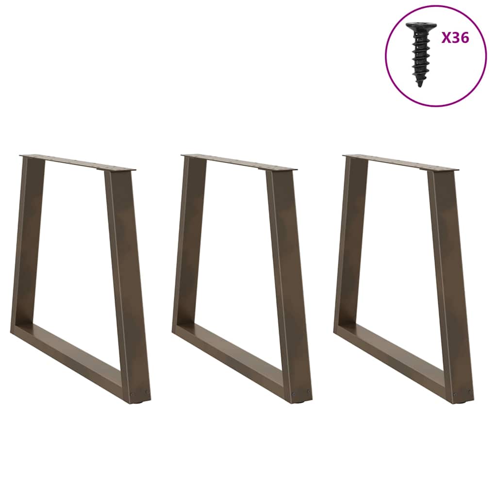 vidaXL Nogi do stołu jadalnego w kształcie litery V 3 szt. Naturalna stal 80x(72-73,3) cm Stal