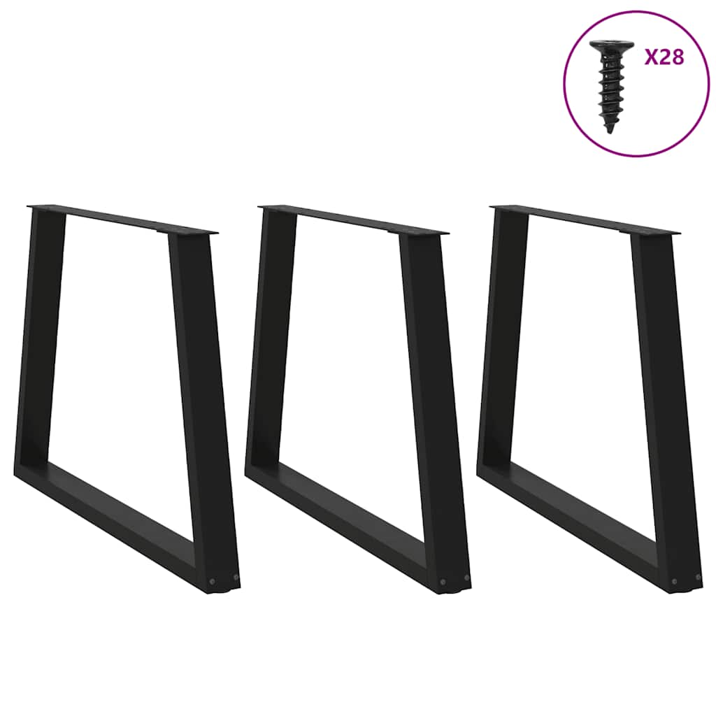 vidaXL Nogi do stołu jadalnego w kształcie litery V 3 szt. Czarne 90x(72-73,3) cm Stal
