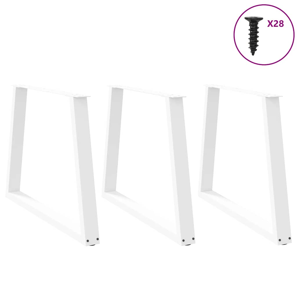 vidaXL Nogi do stołu jadalnego w kształcie litery V 3 szt. Białe 90x(72-73,3) cm Stal