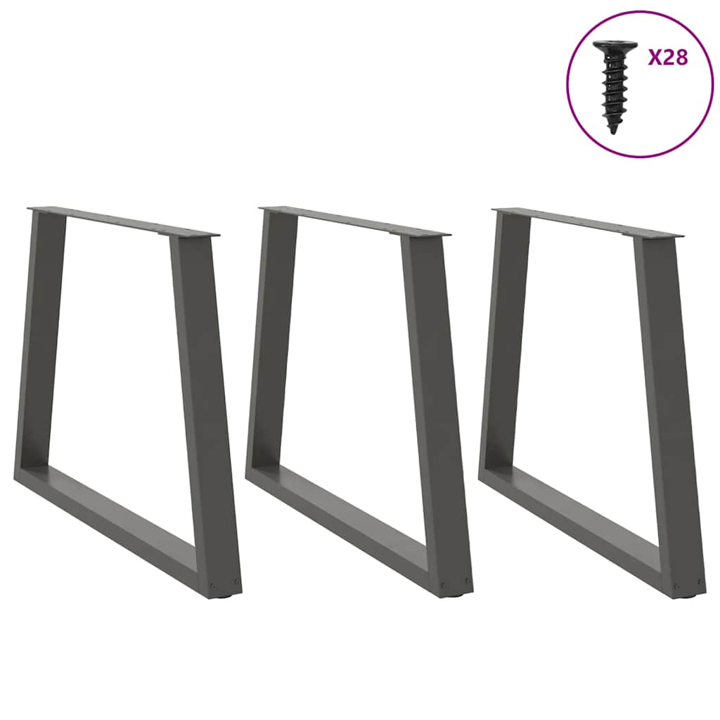 vidaXL Nogi do stołu jadalnego w kształcie litery V 3 szt. Antracyt 90x(72-73,3) cm Stal