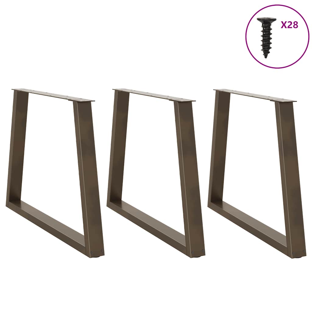 vidaXL Nogi do stołu jadalnego w kształcie litery V 3 szt. Naturalna stal 90x(72-73,3) cm Stal