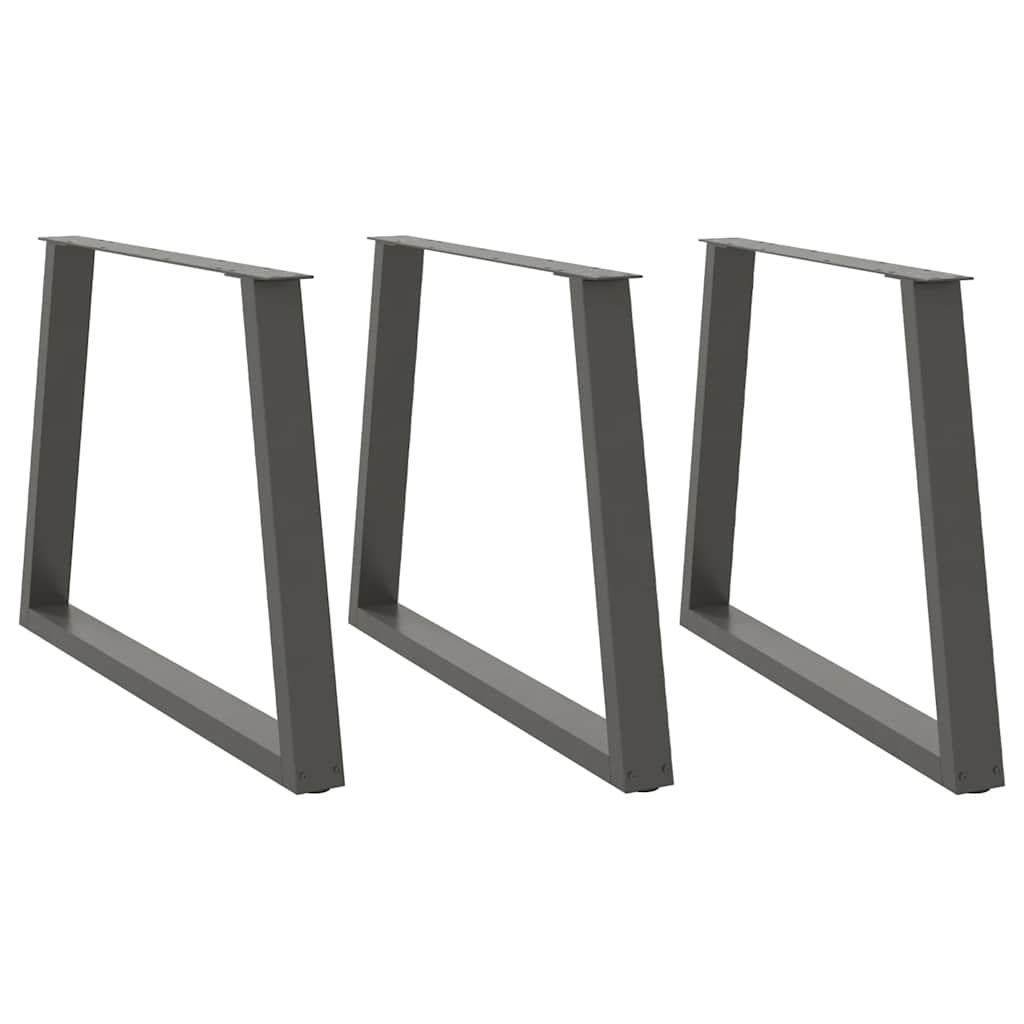 vidaXL Nogi do stołu jadalnego w kształcie litery V 3 szt. Antracyt 100x(72-73,3) cm Stal