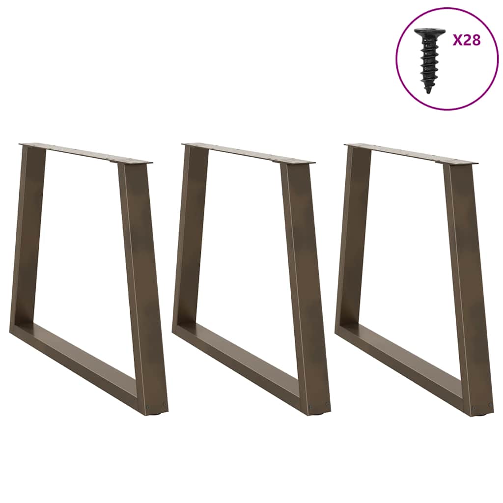 vidaXL Nogi do stołu jadalnego w kształcie litery V 3 szt. Naturalna stal 100x(72-73,3) cm Stal
