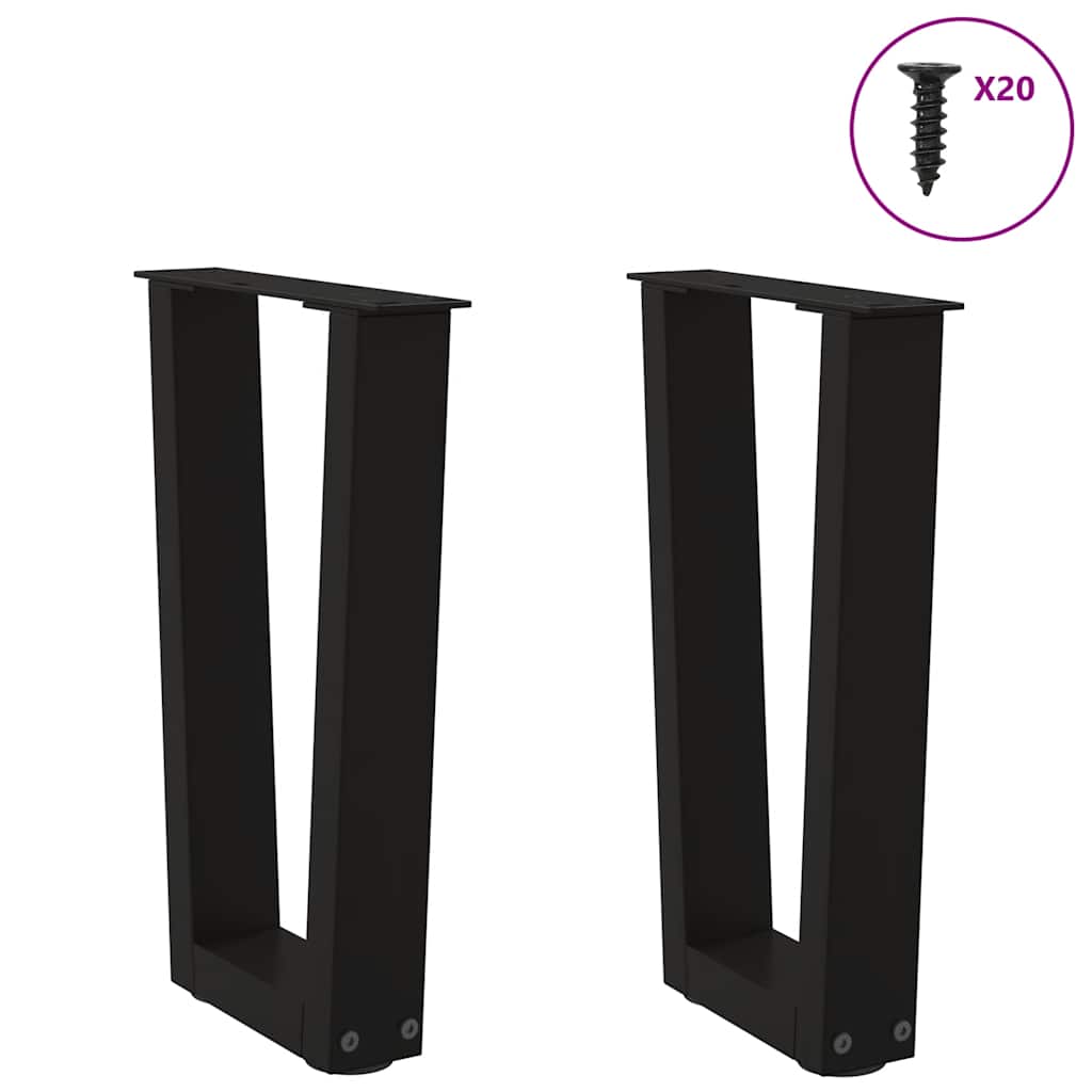 vidaXL Nogi do stolika kawowego w kształcie litery V 2 szt. Czarne 38x(42-43,3) cm Stalowe