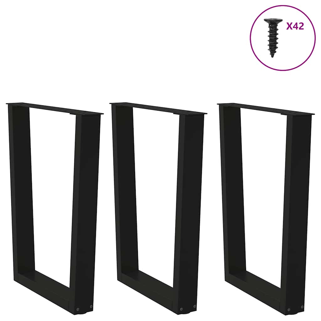 vidaXL Nogi do stołu jadalnego w kształcie litery V 3 szt. Czarne 70x(72-73,3) cm Stalowe