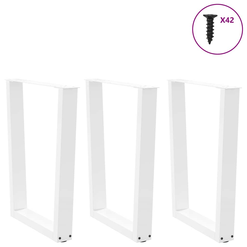 vidaXL Nogi do stołu jadalnego w kształcie litery V 3 szt. Białe 70x(72-73,3) cm Stal