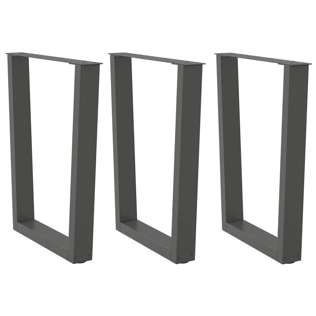vidaXL Nogi do stołu jadalnego w kształcie litery V 3 szt. Antracyt 70x(72-73,3) cm Stal