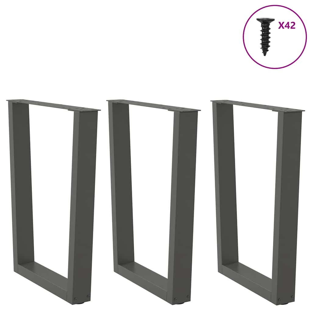 vidaXL Nogi do stołu jadalnego w kształcie litery V 3 szt. Antracyt 70x(72-73,3) cm Stal