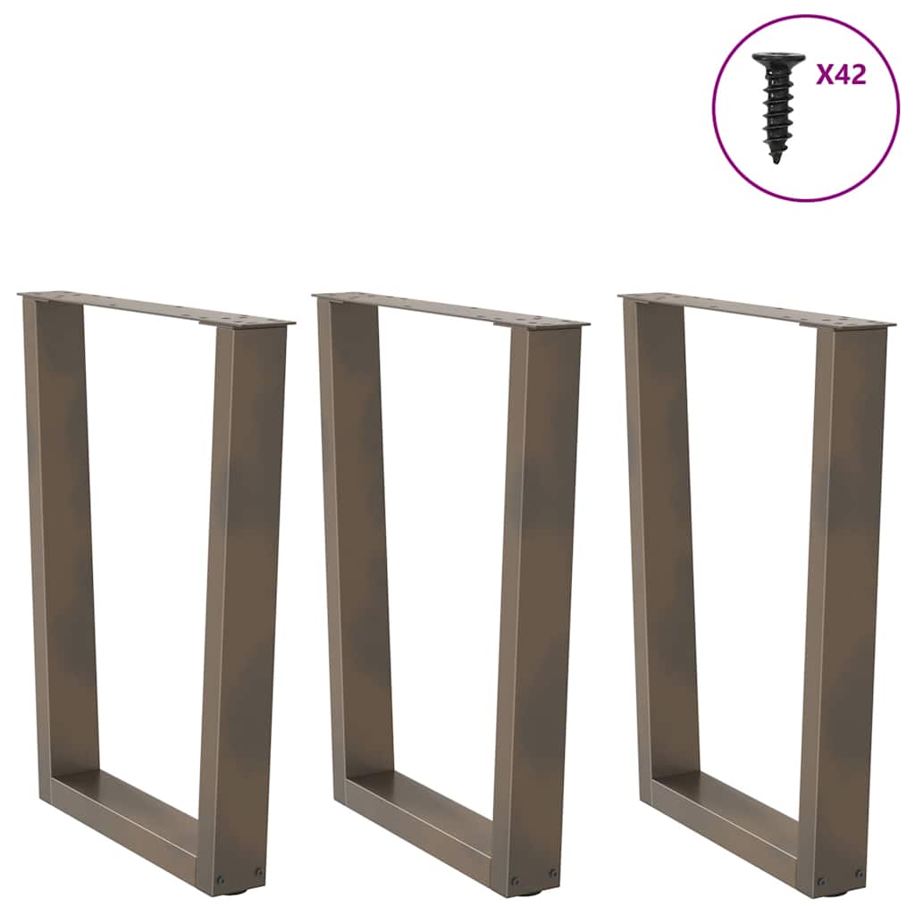 vidaXL Nogi do stołu jadalnego w kształcie litery V 3 szt. Naturalna stal 70x(72-73,3) cm Stal