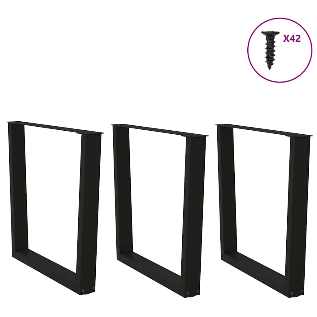 vidaXL Nogi do stołu jadalnego w kształcie litery V 3 szt. Czarne 80x(72-73,3) cm Stalowe