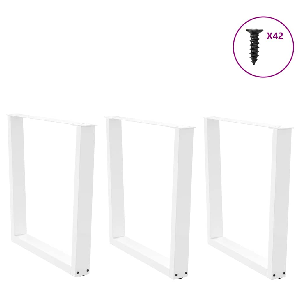 vidaXL Nogi do stołu jadalnego w kształcie litery V 3 szt. Białe 80x(72-73,3) cm Stal