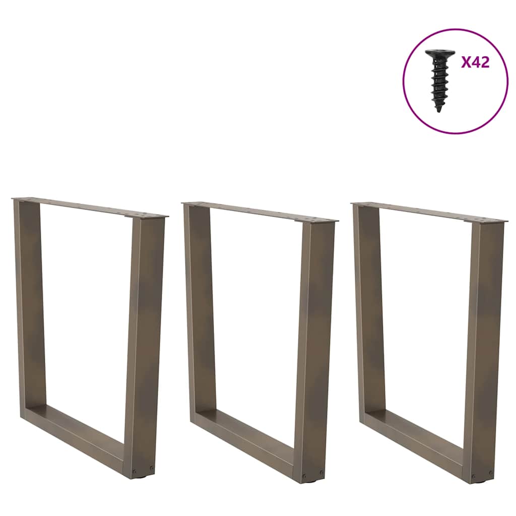 vidaXL Nogi do stołu jadalnego w kształcie litery V 3 szt. Naturalna stal 80x(72-73,3) cm Stal