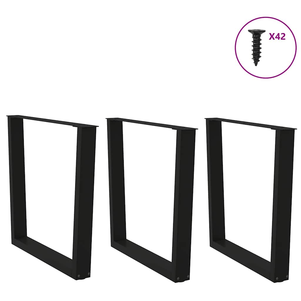 vidaXL Nogi do stołu jadalnego w kształcie litery V 3 szt. Czarne 90x(72-73,3) cm Stal