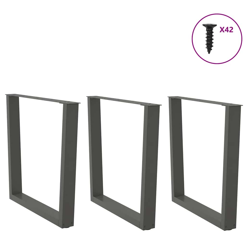 vidaXL Nogi do stołu jadalnego w kształcie litery V 3 szt. Antracyt 90x(72-73,3) cm Stal