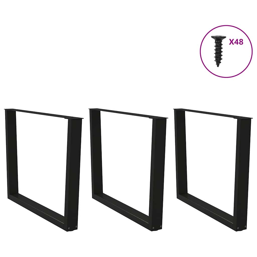 vidaXL Nogi do stołu jadalnego w kształcie litery V 3 szt. Czarne 100x(72-73,3) cm Stal