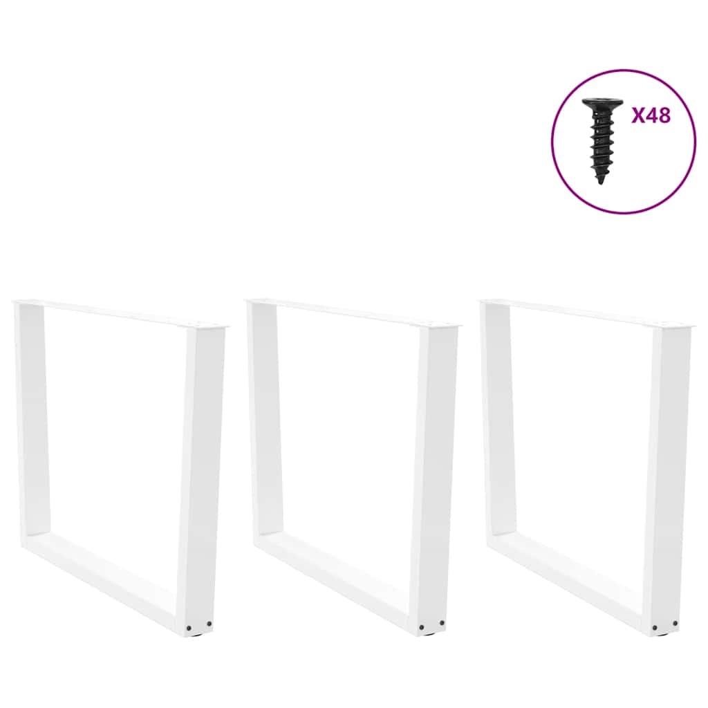 vidaXL Nogi do stołu jadalnego w kształcie litery V 3 szt. Białe 100x(72-73,3) cm Stal