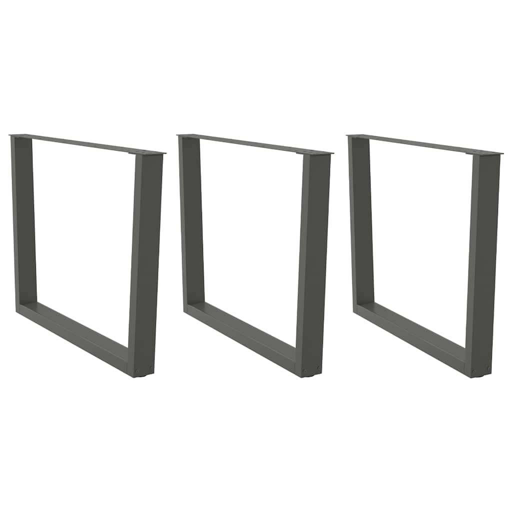 vidaXL Nogi do stołu jadalnego w kształcie litery V 3 szt. Antracyt 100x(72-73,3) cm Stal