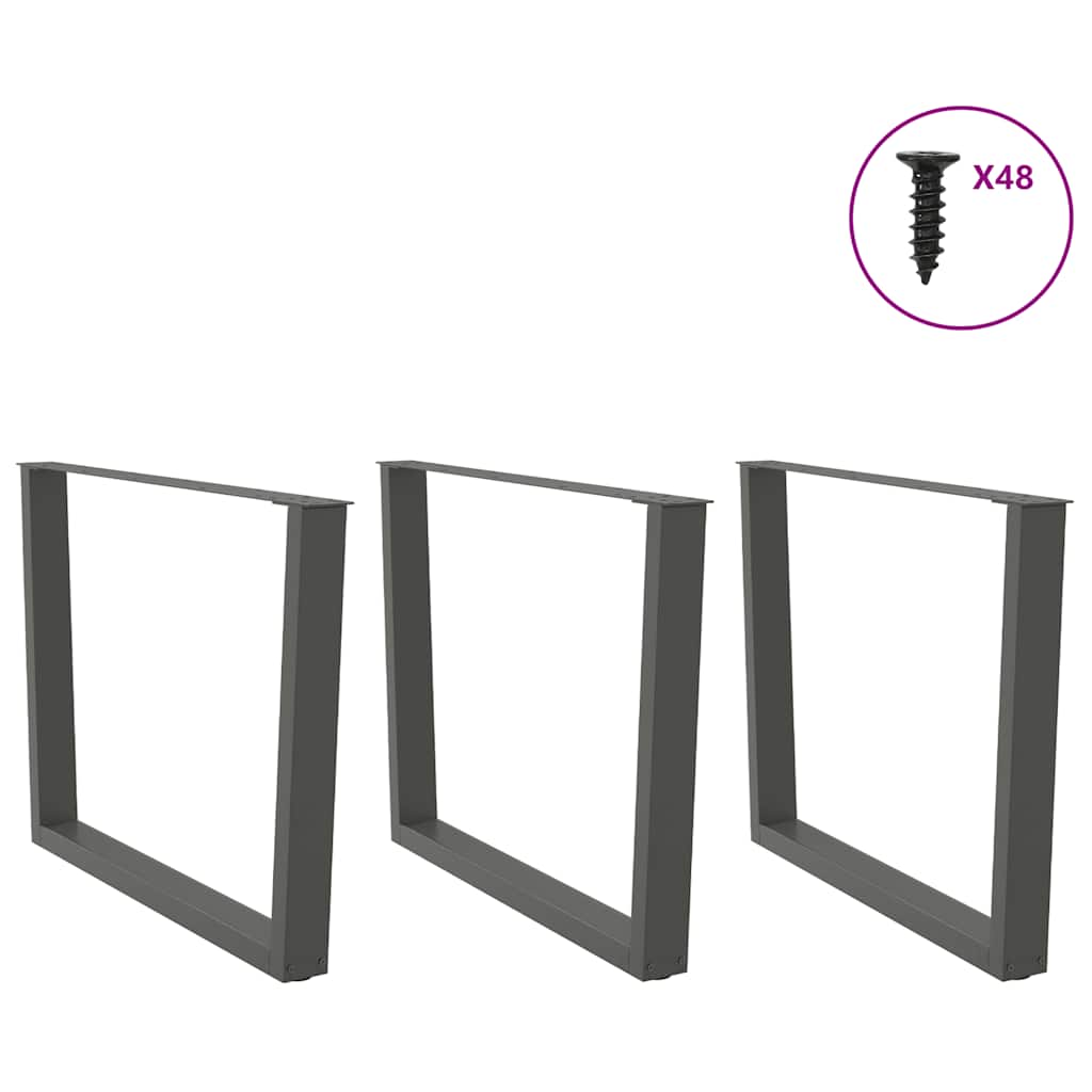vidaXL Nogi do stołu jadalnego w kształcie litery V 3 szt. Antracyt 100x(72-73,3) cm Stal