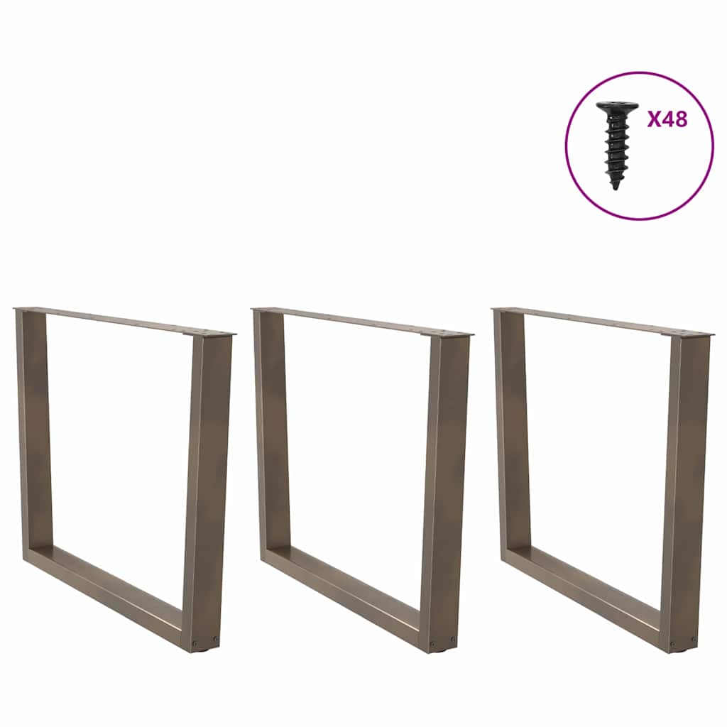 vidaXL Nogi do stołu jadalnego w kształcie litery V 3 szt. Naturalna stal 100x(72-73,3) cm Stal
