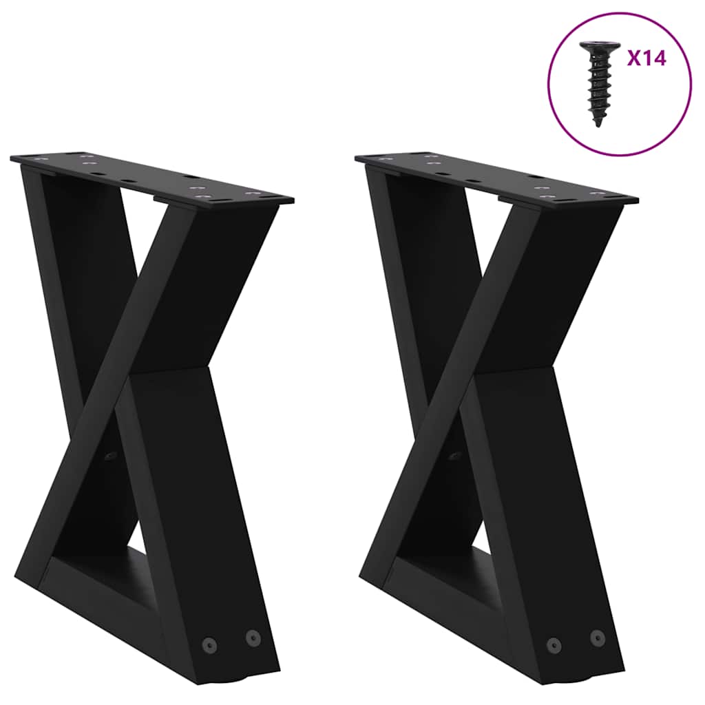 vidaXL Nogi do stolika kawowego 2 szt. Czarne 30x(30-31,3) cm Stal