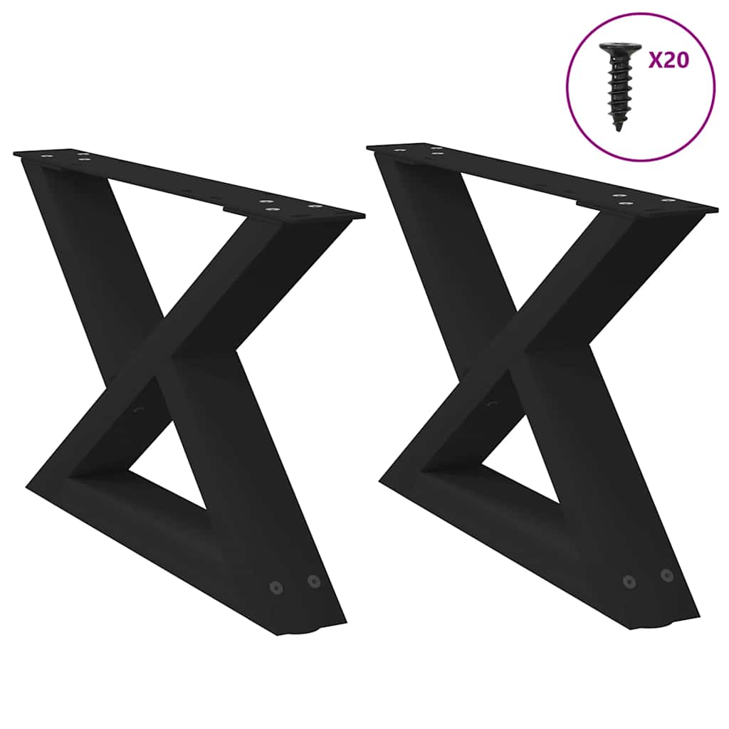 vidaXL Nogi do stolika kawowego 2 szt. Czarne 50x(30-31,3) cm Stal